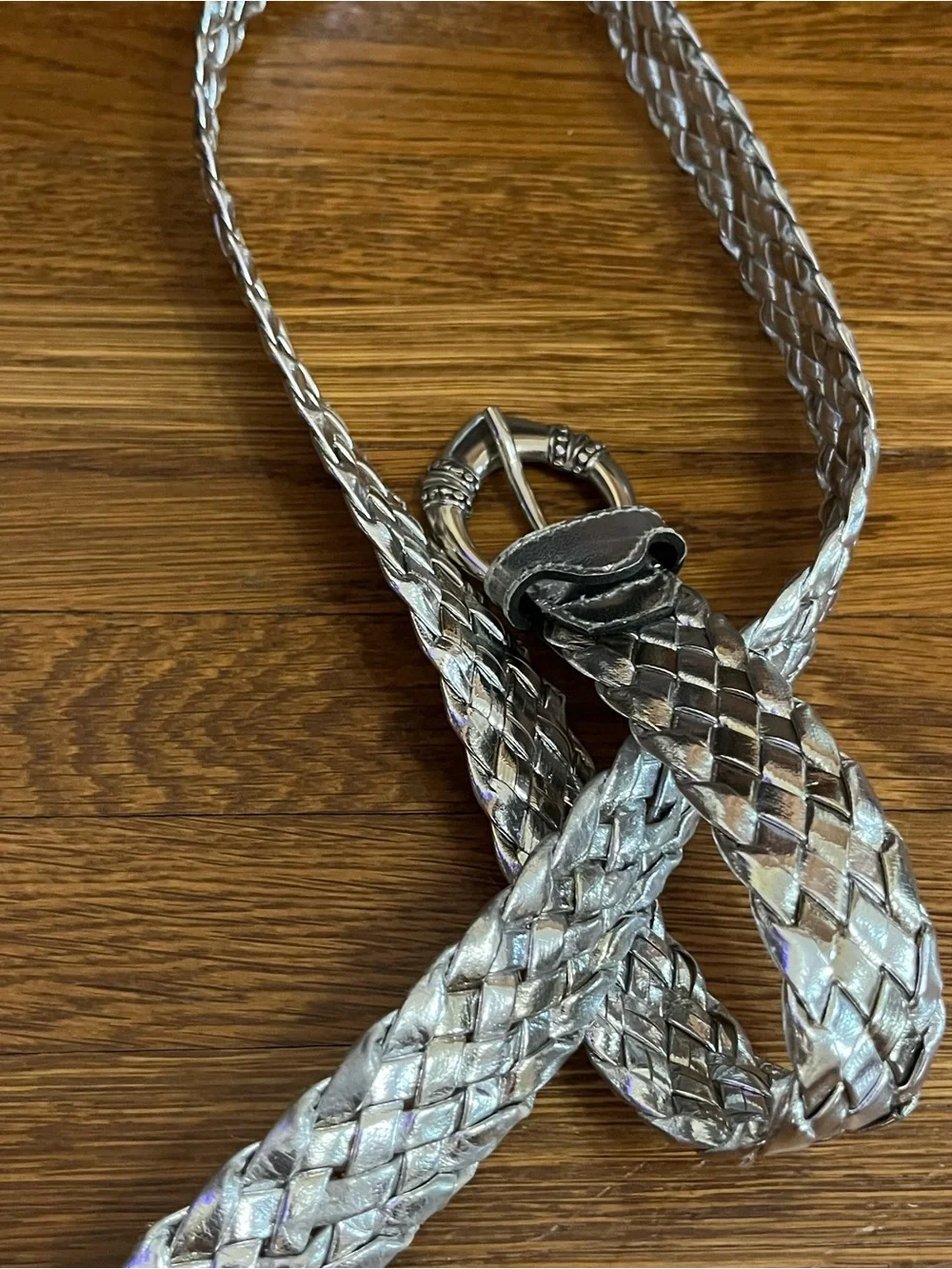 Vtg Luigi Lanatta belt Italy silver woven braided metallic maximalist 32